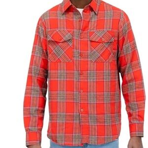 WEIV Los Angeles Red Plaid Flannel Shirt Men's M Button Up Cotton Blend Grunge